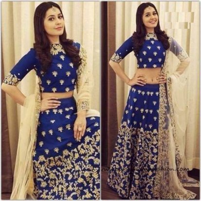 Blue Indian Exclusive Design Butter Milk Silk Georgette Three-Piece Lehenga 270302